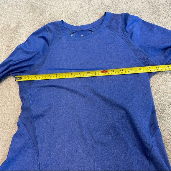 Under Armour Heathered blue long sleeve mesh cut-out back T-shirt Sz M - Picture 9 of 14